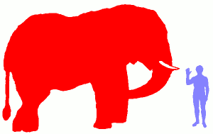Afrikaner-Bush-Elefant und -mensch